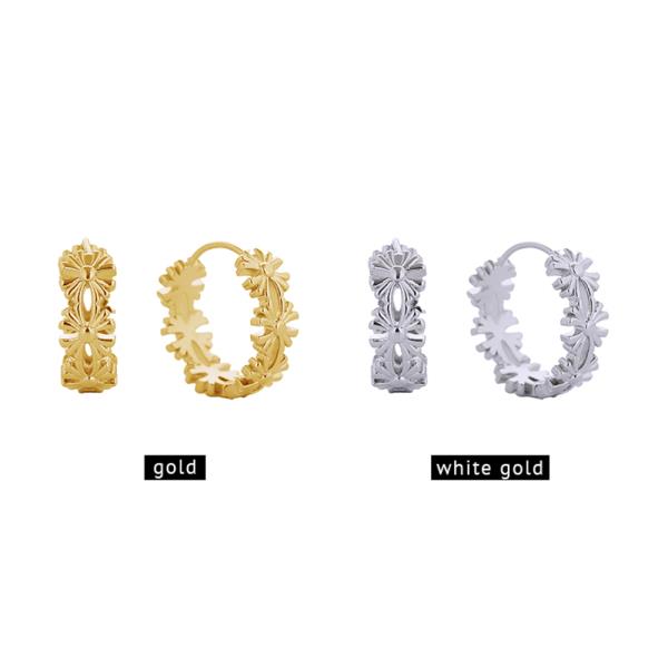 14K Gold White Gold Dipped Chrome H Earrings