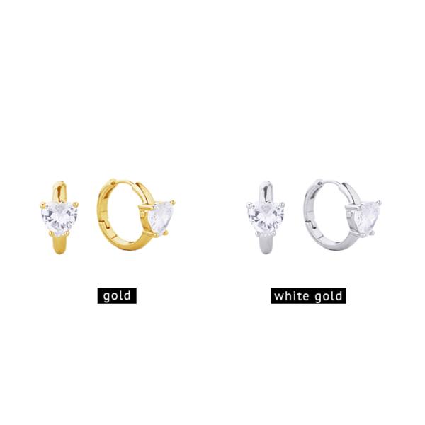 14K Gold White Gold Dipped Hoop CZ Earring