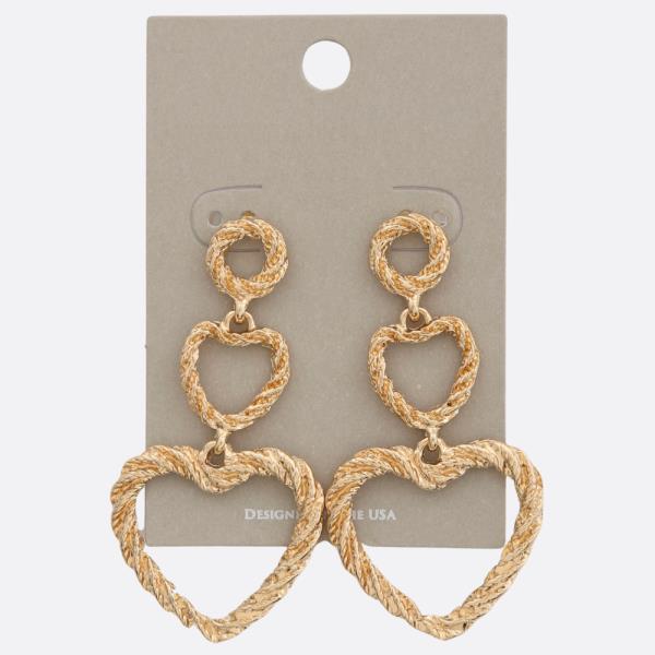 Circle Heart Link Metal Dangle Earring