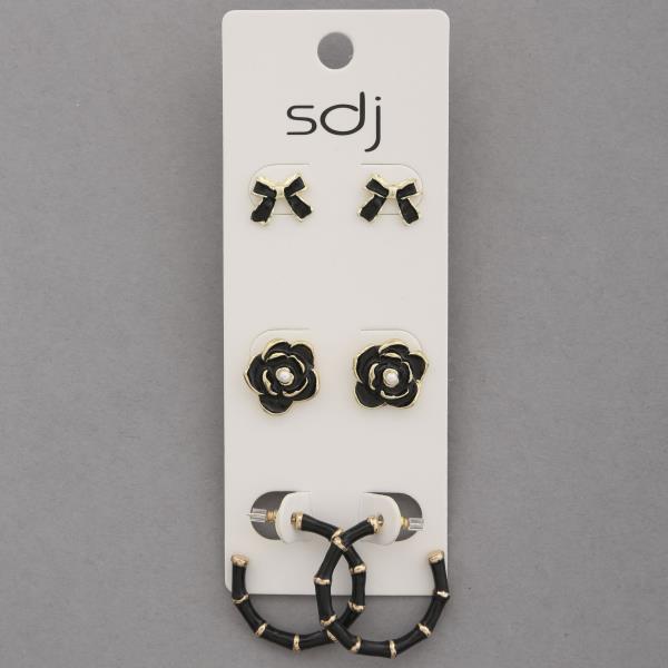 SDJ Flower Hoop Assorted Earring Set