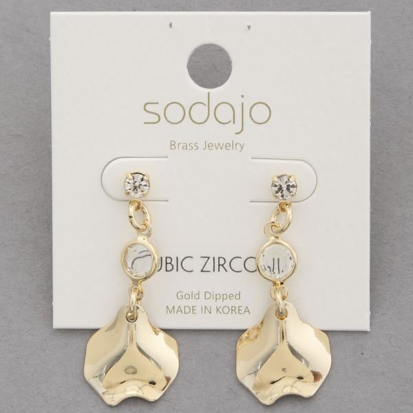 SODAJO CZ Petal Dangle Gold Dipped Earring
