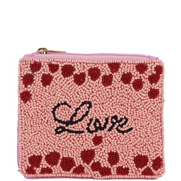 Seed Bead Love Coin Purse Bag