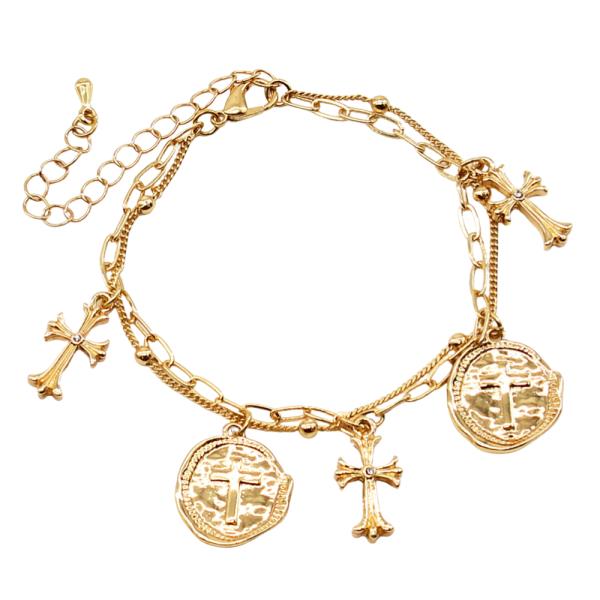 Cross Charm Metal Bracelet