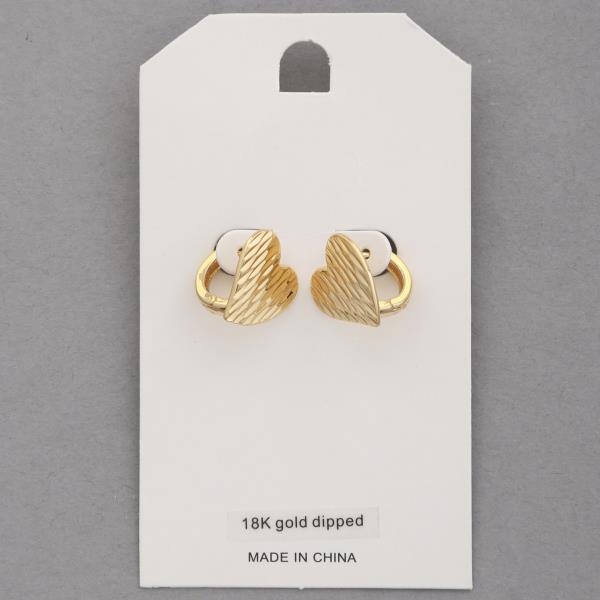 Textured Heart Huggie Earring