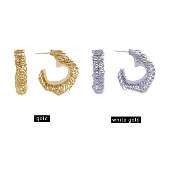 14K Gold White Gold Dipped Hoop Earrings