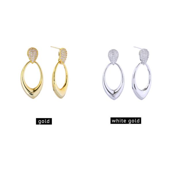 14K Gold White Gold Dipped Hoop CZ Earrings