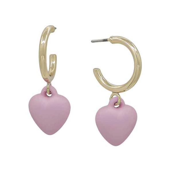 Small Huggie with Matte Color Coated Heart Earring