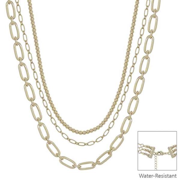 3 Layered 4mm CCB Chain Water Resistant Necklace