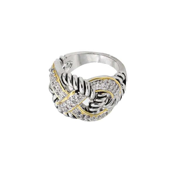 2 Tones Cubic Zirconia Classic Rings