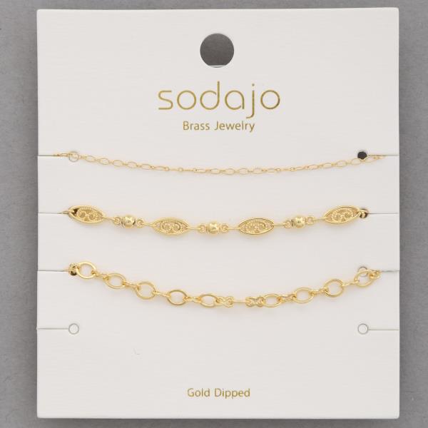 SODAJO Metal Assorted Gold Dipped Bracelet Set