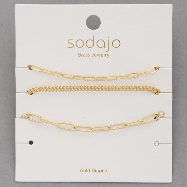 SODAJO Oval Link Assorted Gold Dipped Bracelet Set