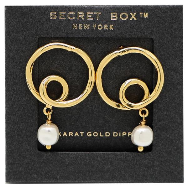 SECRET BOX Pearl Hoop 14K Gold Dipped Earring