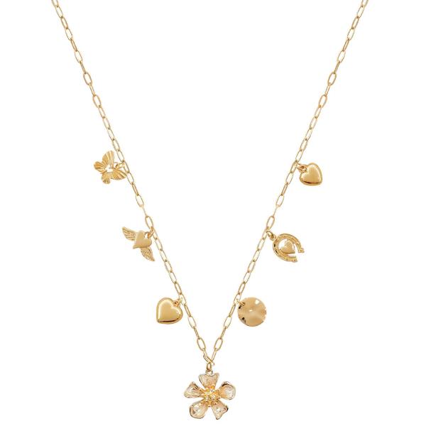 Flower Multi Charm Station Necklace
