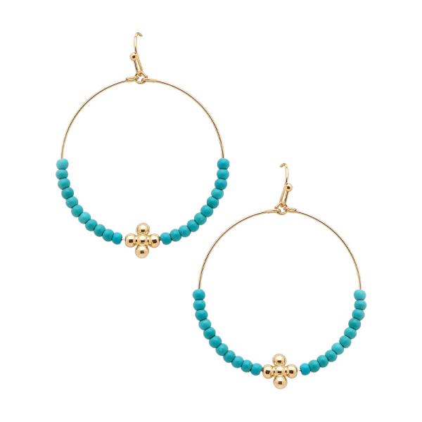 Stone and CCB Cross Circle Earring
