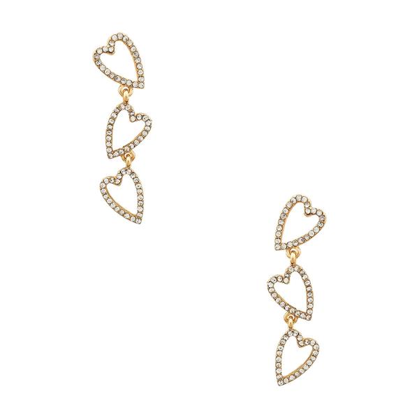 Triple Heart Rhinestone Dangle Earring
