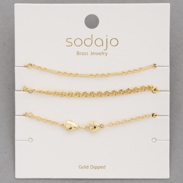 SODAJO Double Heart Gold Dipped Bracelet Set