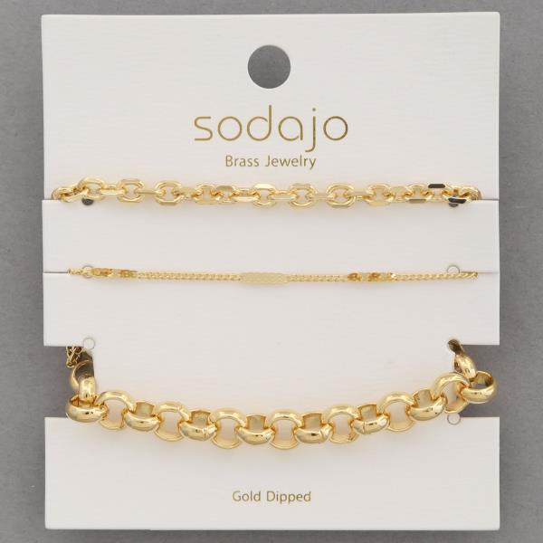 SODAJO Circle Link Metal Gold Dipped Bracelet Set