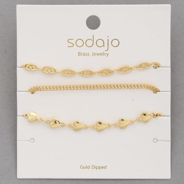 SODAJO Assorted Gold Dipped Bracelet Set