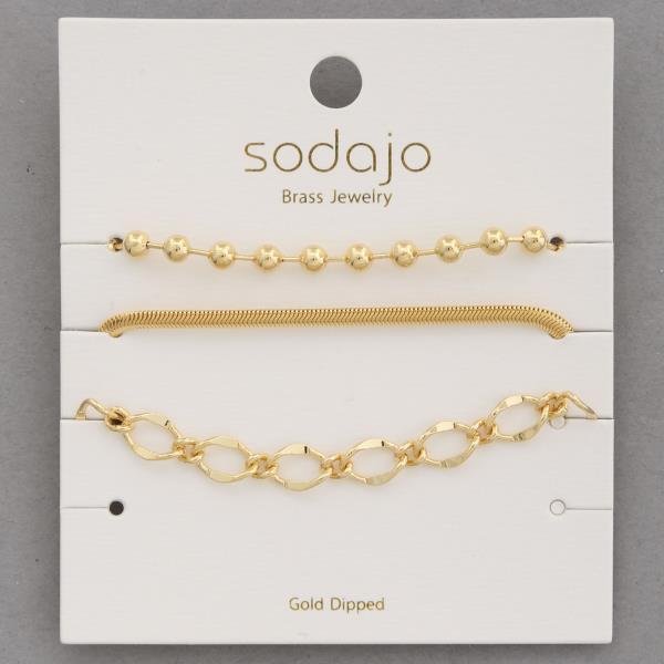 SODAJO Assorted Gold Dipped Metal Bracelet Set
