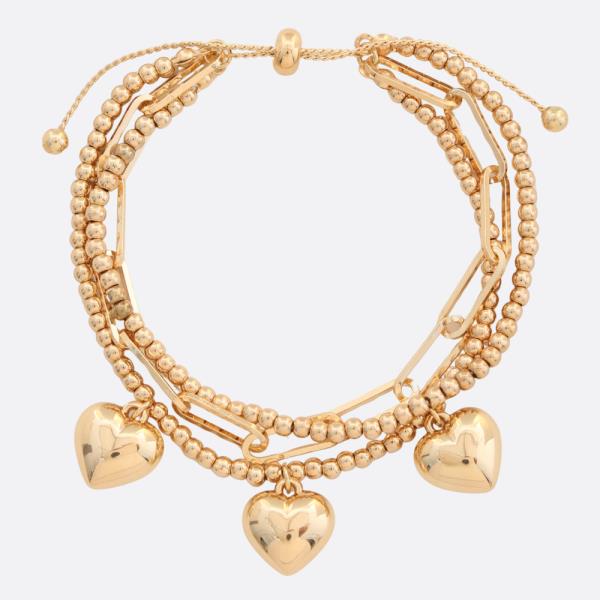 Puffy Heart Beaded Layered Bracelet