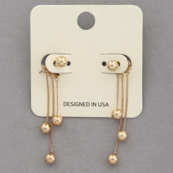 Triple Ball Bead Chain Dangle Earring