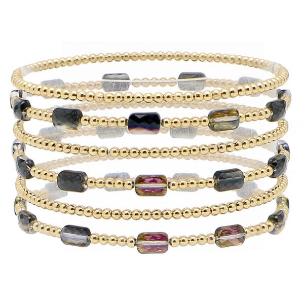 5 Row Glass and CCB Bracelet