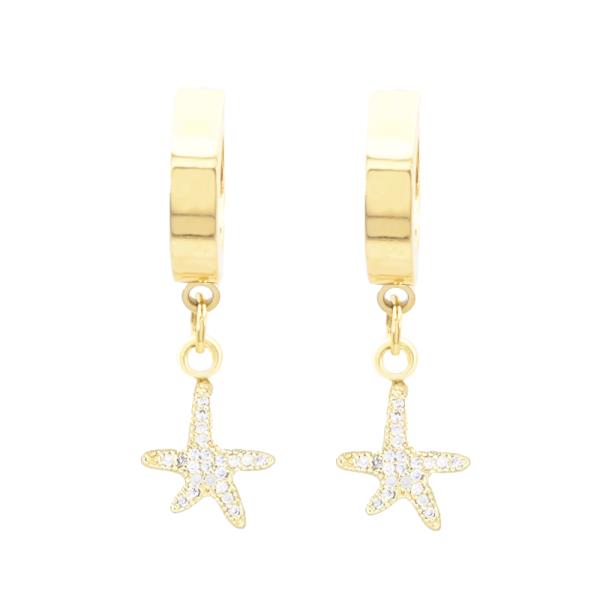 Starfish CZ Stainless Steel Huggies Earring