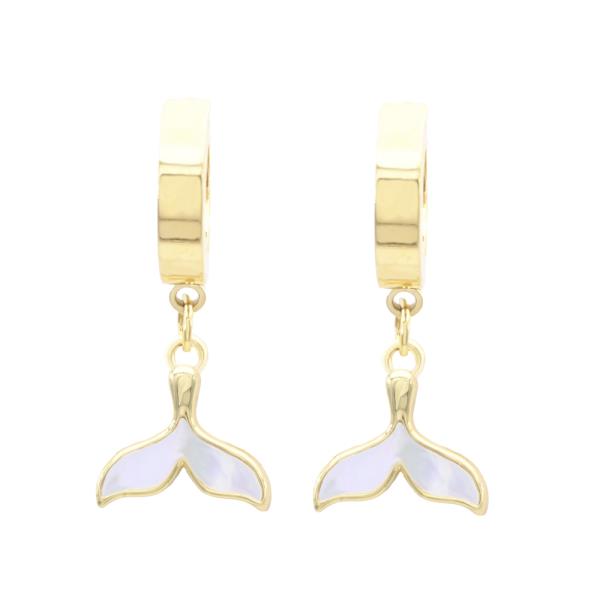 Mermaid Tail MOP Stainless Steel Huggies Earring