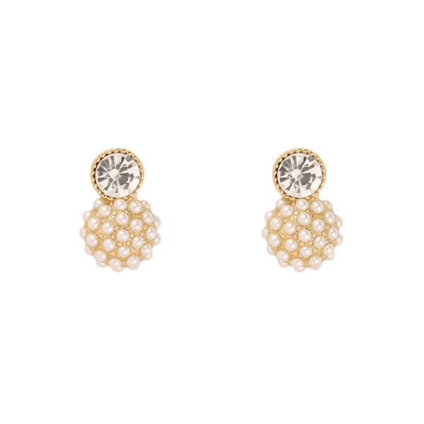 Rhinestone Pearl Caviar Post Earring