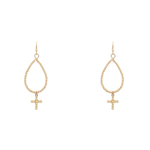 Teardrop Metal Cross Dangle Earring