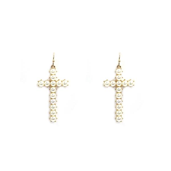 Pearl Cross Dangle Earring