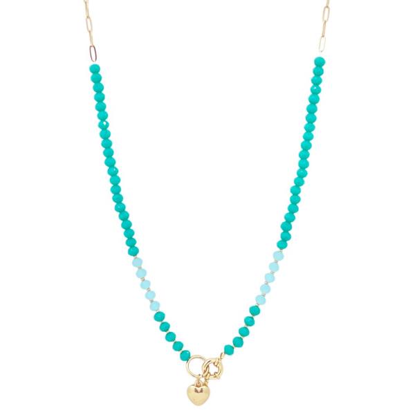 Glass Bead Heart Pendant Necklace