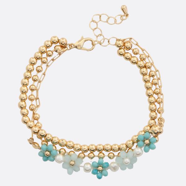Seed Bead Flower Ball Bead Bracelet
