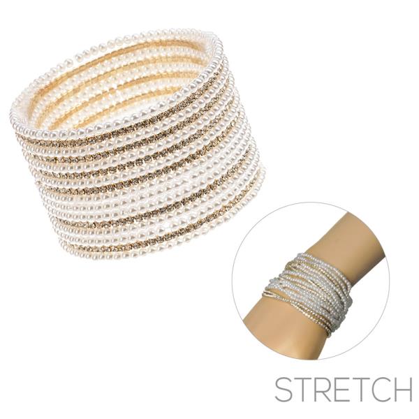 2mm Rhinestone 3mm Pearl 16 Bracelet