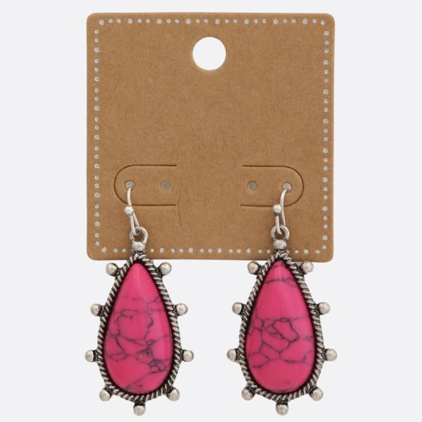 Western Teardrop Turquoise Bead Dangle Earring