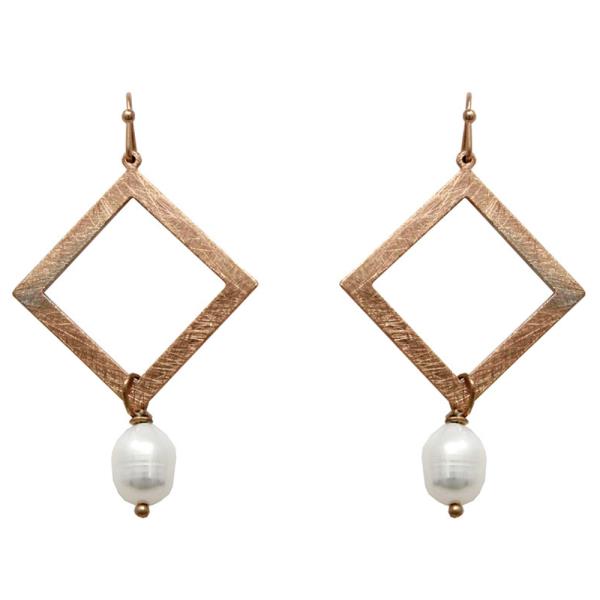 Geometric Shape Pearl Bead Dangle Earring