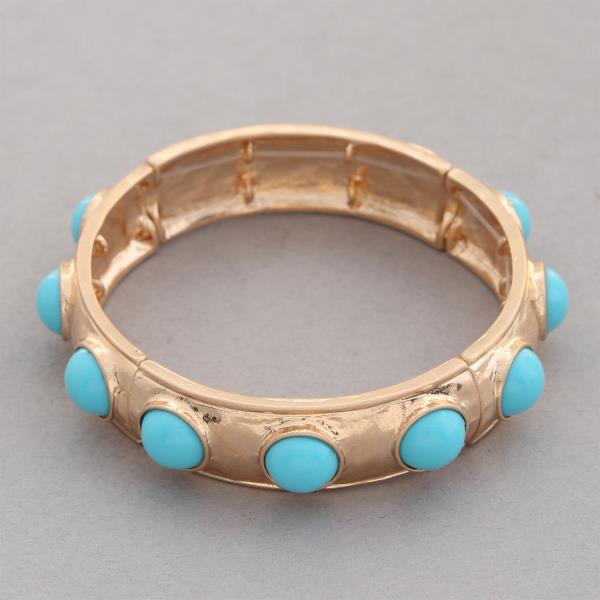 Round Bead Metal Stretch Bracelet