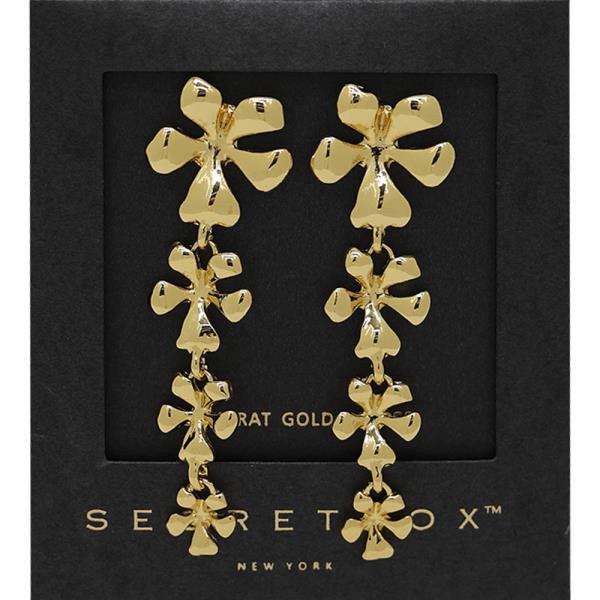 SECRET BOX Gold Dipped Floral Drop Earring