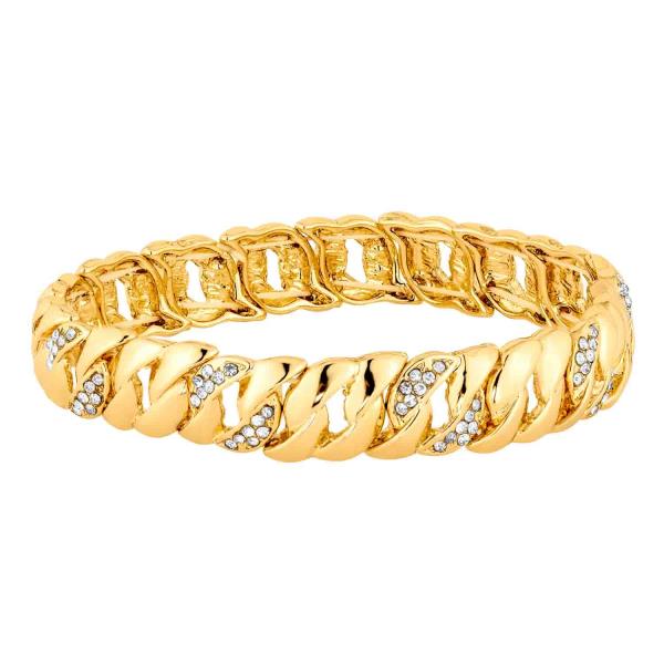 Rhinestone Curb Link Metal Stretch Bracelet