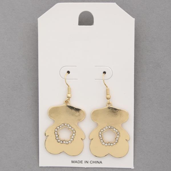Teddy Bear Shape Cut Out Clover Dangle Earring