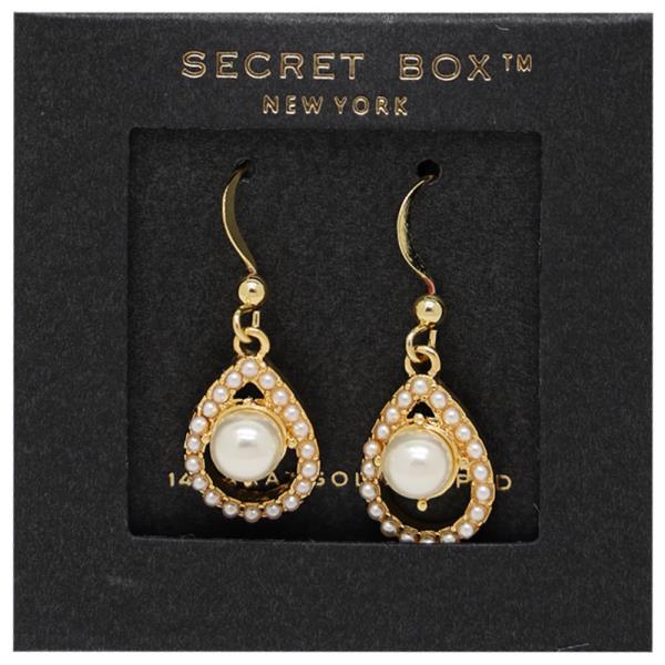 SECRET BOX 14K Gold Dipped Pearl Dangle Earring