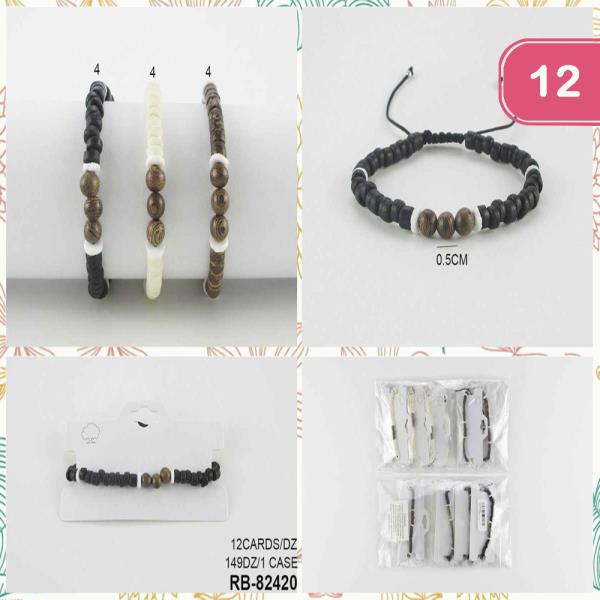 Wood Bead Bracelet (12 Units)