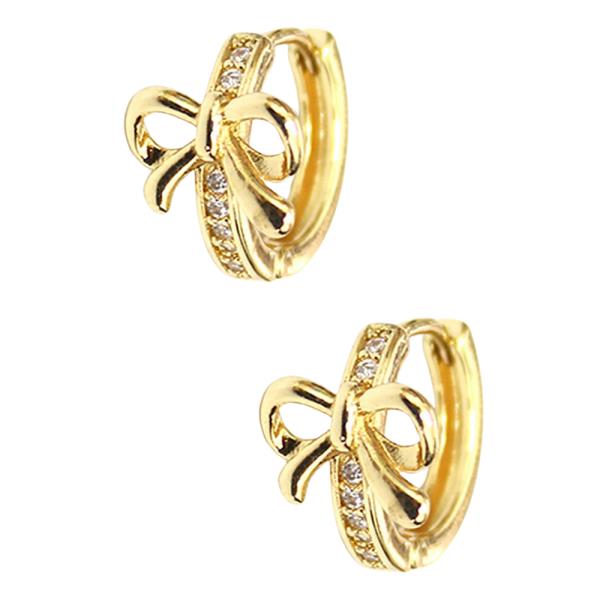 Rhinestone Ribbon Bow Hoop Earring