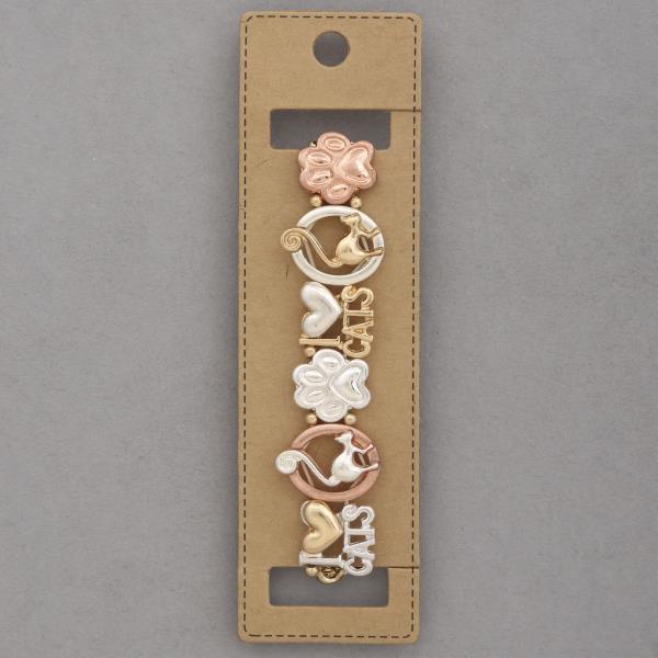 I Love Cats Metal Bracelet