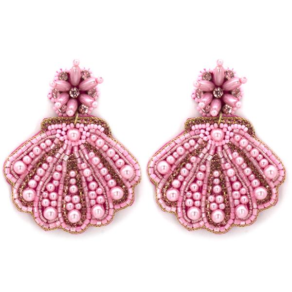 Seed Bead Pearl Shell Dangle Earring