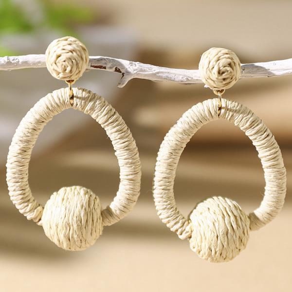 Raffia Wrapped Teardrop Dangle Earring