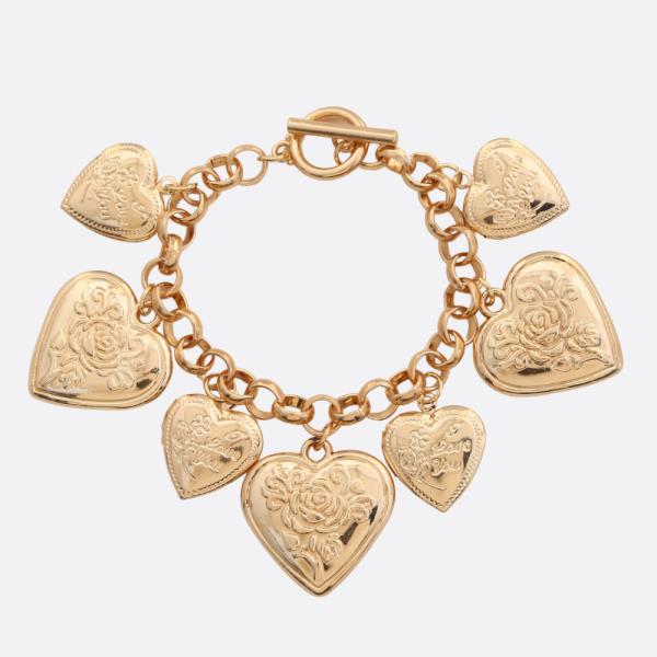 SDJ Heart Locket Toggle Clasp Metal Bracelet