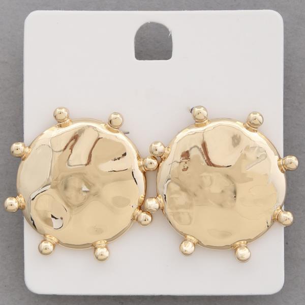 Hammered Metal Round Earring
