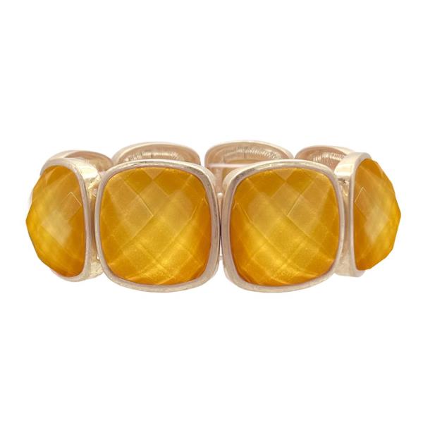 Bold Faceted Stone Stretch Bracelet