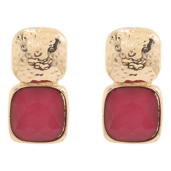 Bold Faceted Stone Stud Earring